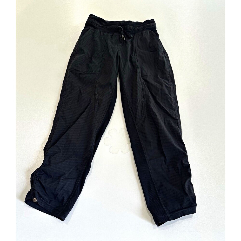 Lululemon Black Drawstring Joggers Pants Cinch Hem Athletic Lounge Womens SZ 2